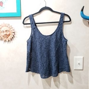 Abercrombie & Fitch Navy Lace Tank Top Size M EUC